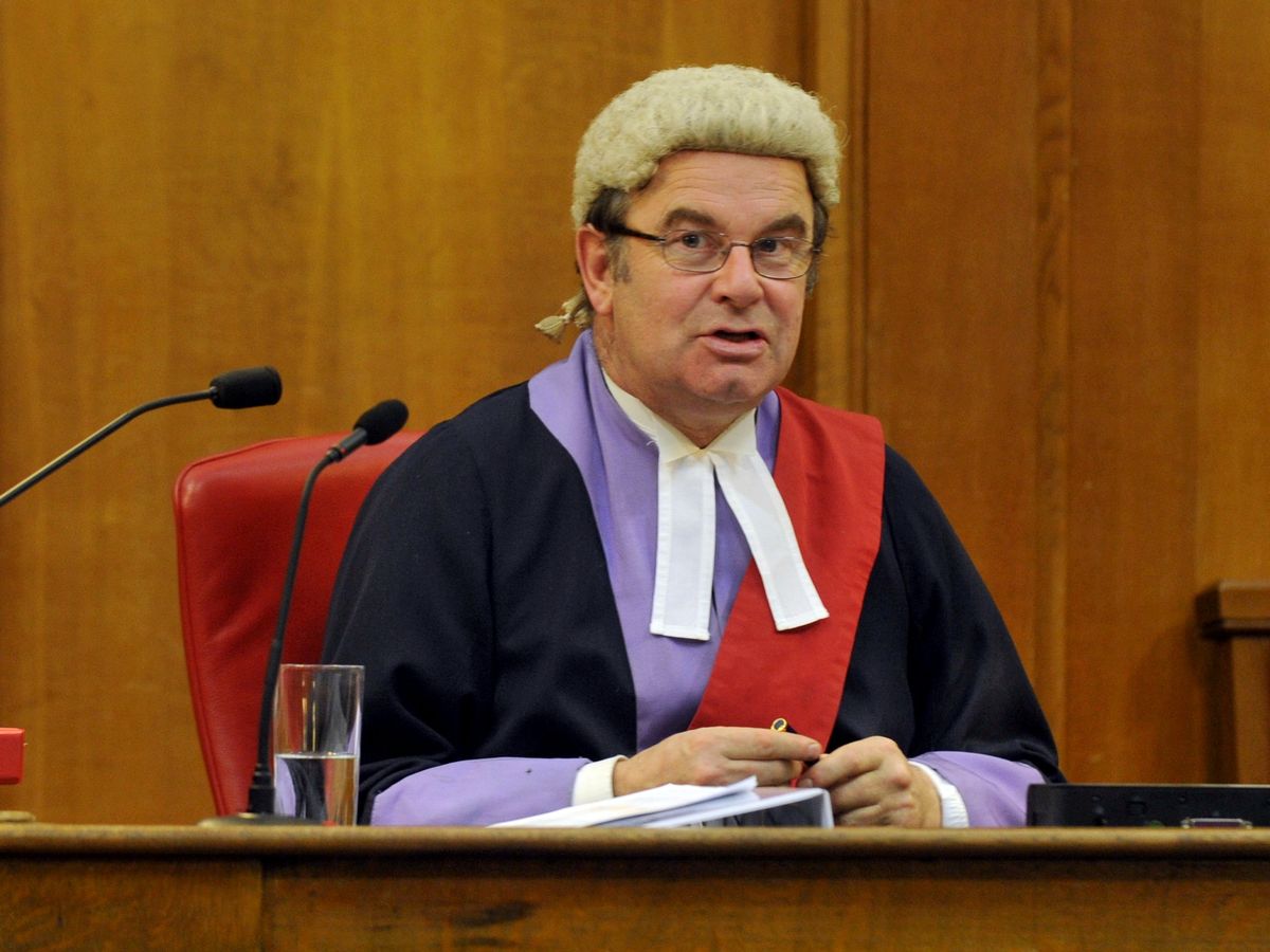 Judge in court wig